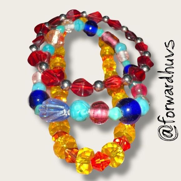 Set of 3 Glass Bead Stretch Bracelets - Picture 6 of 8